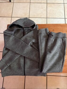 Kids Gray Hooded Zip Jacket & Jogger Set